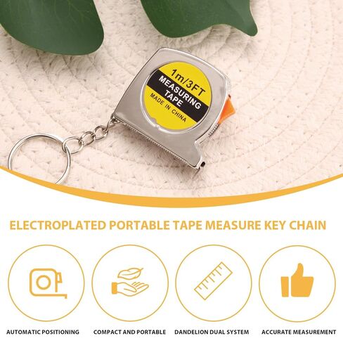 12 Pcs Mini Tape Measure Keychain, 3ft Retractable Bulk | Dual scale steel pocket measuring tape with slide lock for sewing, fabric, craft, home, DIY, travel, and everyday measuring in Kuwait