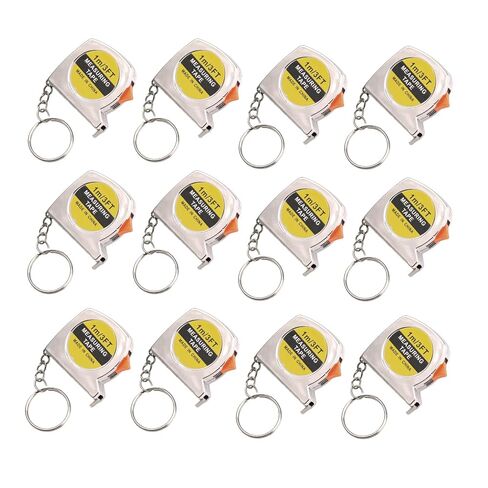 12 Pcs Mini Tape Measure Keychain, 3ft Retractable Bulk | Dual scale steel pocket measuring tape with slide lock for sewing, fabric, craft, home, DIY, travel, and everyday measuring in Kuwait