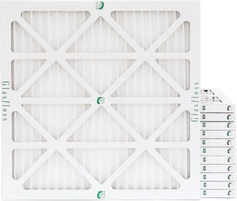Glasfloss 20x20x1 MERV 10 Pleated Air Filters, 12-Pack, AC & Furnace | MERV 10 pleated media captures pollen, dust, and fine particulates; extra surface area holds more debris; made in USA in Kuwait