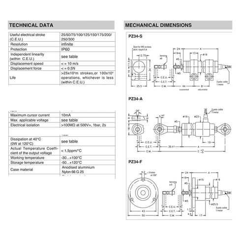 محول طاقة الإزاحة الخطية، PZ-34-A-025-300، قضيب سحب مستشعر الموضع الخطي، المسطرة الإلكترونية (PZ-34-A-150) in Kuwait