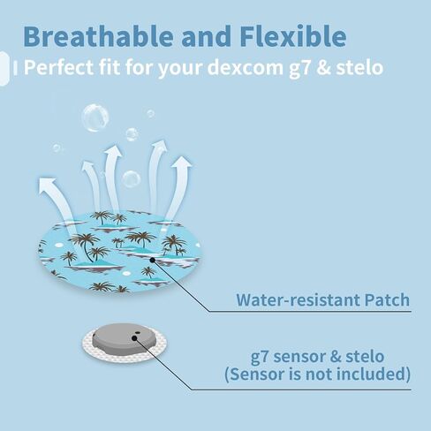 10 عبوات لاصقة متوافقة مع Dexcom G7 & Stelo، غطاء مقاوم للماء والعرق لمستشعر CGM، ملصقات مرنة ومرنة للحماية لمدة 10-15 يومًا، 5 أنماط in Kuwait