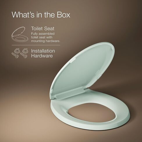 Kohler K-4662 Lustra Q2 Round Closed-Front Toilet Seat with Quick-Release and Qu, Seafoam Green in Kuwait