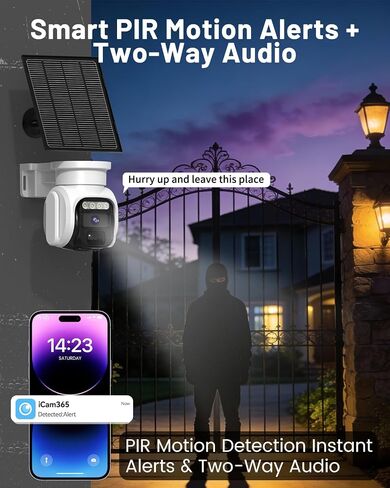 كاميرا أمان تعمل بالطاقة الشمسية 4G LTE لاسلكية في الهواء الطلق، لا توجد كاميرا أمان WiFi مع بطاقة SIM وخطة بيانات غير محدودة، تحدث في اتجاهين، عرض مباشر بزاوية 355 درجة، رؤية ليلية ملونة 2K، مستشعر حركة PIR in Kuwait