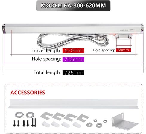 0.005mm KA300 TTL 570~1020mm Optical Grating Ruler Sensor Linear Scale for Turning Lathe Milling DRO Display，Ka 300 620mm in Kuwait