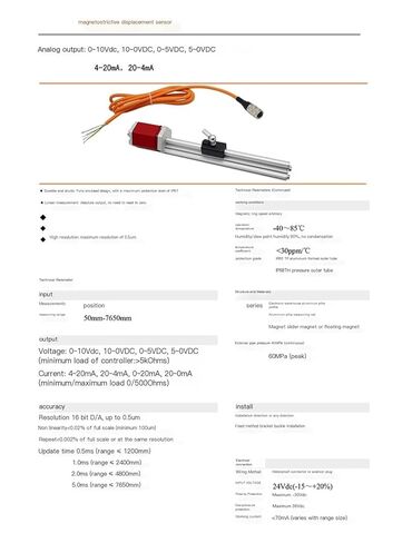 Slider Type Magnetostrictive Displacement Sensor 0-5V/0-10V Cylinder External Displacement Sensor(0-10V,500mm Range) in Kuwait