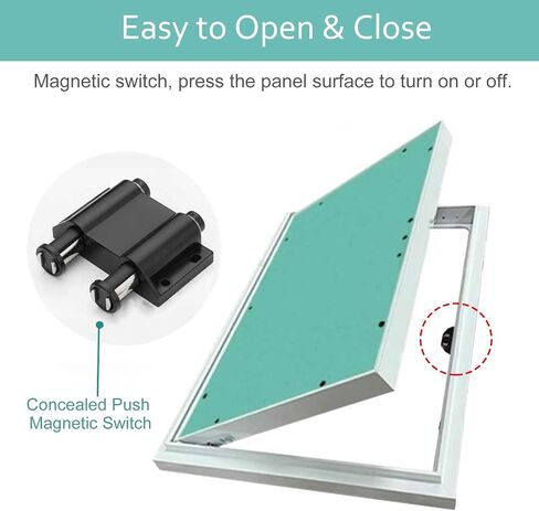 Paintable Plasterboard Attic Access Door - Drywall Panel with Magnetic Push Switch, Concealed Flush Mount Door for Loft, Garage, Hotel, Easy Installation & Customizable Finish in Kuwait