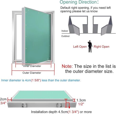 Paintable Plasterboard Attic Access Door - Drywall Panel with Magnetic Push Switch, Concealed Flush Mount Door for Loft, Garage, Hotel, Easy Installation & Customizable Finish in Kuwait