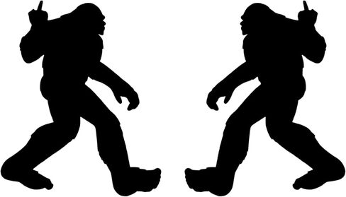Big Foot Middle Finger Decal Vinyl Car Sticker, Sasquatch Funny, 2 Stickers Forward and Reverse, for Cars Trucks Vans Walls Laptop (Black, 4 x 5 Inches) in Kuwait