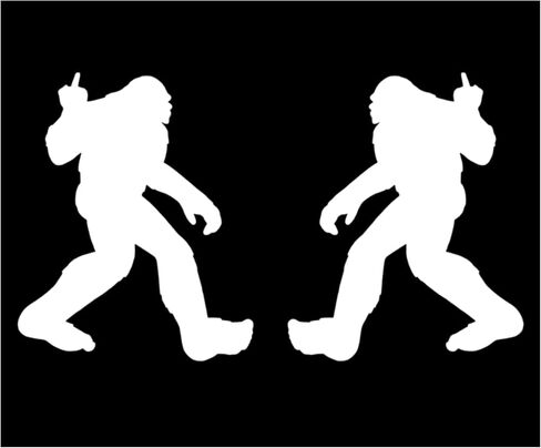 Big Foot Middle Finger Decal Vinyl Car Sticker, Sasquatch Funny, 2 Stickers Forward and Reverse, for Cars Trucks Vans Walls Laptop (Black, 4 x 5 Inches) in Kuwait