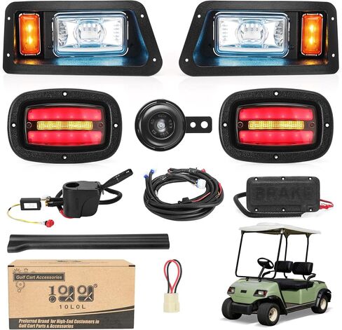 مجموعة إضاءة عربة الجولف 10L0L من أجل Yamaha G14 G16 G19 G22، جهد 12 فولت - 48 فولت، ضوء رأس الجري أثناء النهار مع شعاع منخفض وعالي مع مجموعة الفرامل والمخاطر والقرن والانعطاف in Kuwait