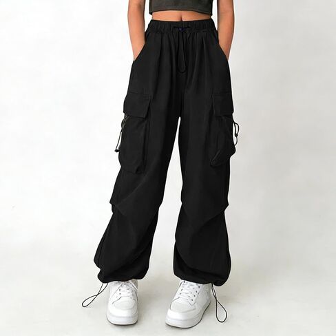 Girls Baggy Wide Leg Cargo Pants Girls Boys Y2K Streetwear Hippie Sweatpants with Pockets Dance Skateboarding Outfits in Kuwait