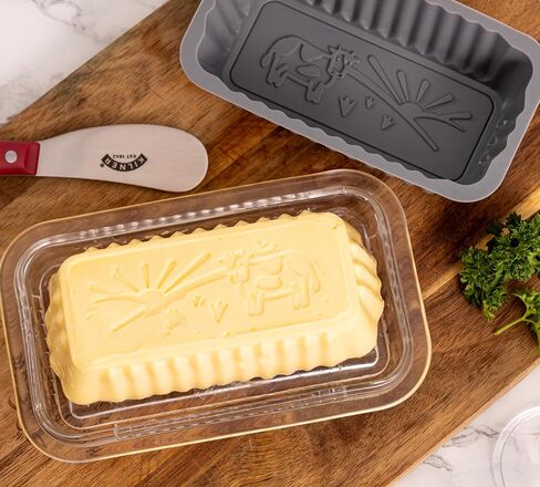 Kilner Silicone Butter Mold Set, Gray, with 2 Interchangeable Design Plates, Farm and Butter Text Patterns, Dishwasher-Safe in Kuwait
