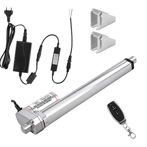 محرك خطي مع جهاز تحكم عن بعد مزود بالطاقة 750N 1000N 1500N DC12V محرك خطي لبوابة التأرجح لفتحة النوافذ (1500N 4mm.s فضي، 350 مم السكتة الدماغية) in Kuwait