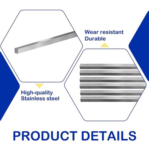 6 Pcs 1/4" x 1/4" x 12" Square Steel Bars, Stainless Steel Square Precision Key Stock for Industrial or DIY Projects in Kuwait