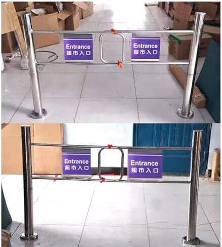 Durable Stainless Steel 90° Swing Gate - Metal Entrance Door for Supermarkets & Factories - 1-Way Design (80×97 cm) Perfect for Employee Access & Secure Entry in Kuwait