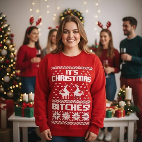 Tstars Christmas Sweatshirt for Women & Teen Girls - Santa Claws Cat Flamingo - Xmas Holiday Pullover in Kuwait