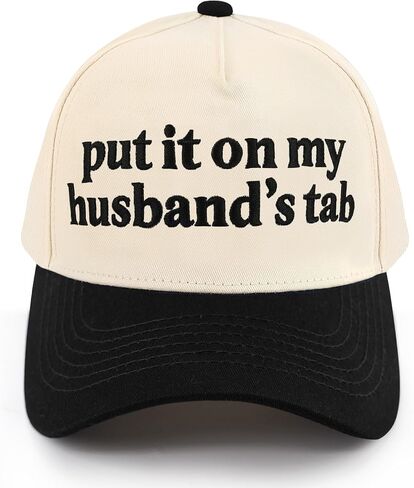 Funny Trucker Hat for Women Put It On My Husband's Tab | 3D Embroidered Vintage Cap, Wife Gift & Bachelorette Accessory in Kuwait