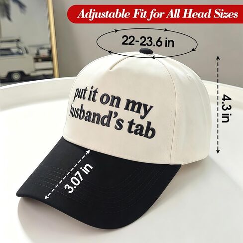 Funny Trucker Hat for Women Put It On My Husband's Tab | 3D Embroidered Vintage Cap, Wife Gift & Bachelorette Accessory in Kuwait