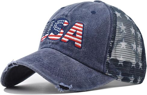 Vintage USA Trucker Hat American Flag Mesh Baseball Cap Adjustable Patriotic Hat for Men Women Fourth of July in Kuwait