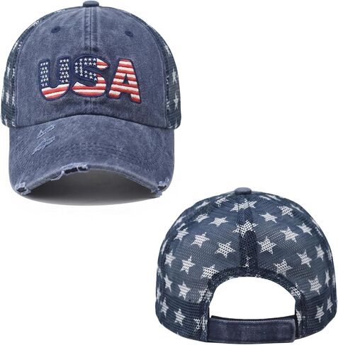 Vintage USA Trucker Hat American Flag Mesh Baseball Cap Adjustable Patriotic Hat for Men Women Fourth of July in Kuwait