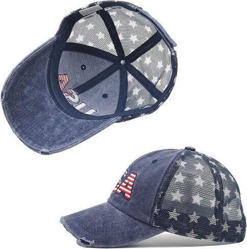 Vintage USA Trucker Hat American Flag Mesh Baseball Cap Adjustable Patriotic Hat for Men Women Fourth of July in Kuwait