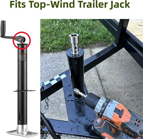 Trailer Jack Drill Adapter for Top Wind, Fits 0.5-inch drive shaft only，Turbo ，ez Crank Jack Adapter Tool & 1/2 Inch Socket Bit, Heavy Duty for RV, Construction, Dump Trailers,DIY,Campers(1/2 Inch) in Kuwait