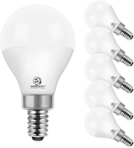 لمبة إضاءة LED A15 حيوية، لمبة إضاءة قاعدة شمعدان E12، 5.5 وات (ما يعادل 40 وات)، 550 لومن، ضوء النهار 5000 كلفن، مصابيح إضاءة مروحة سقف غير قابلة للتعتيم، 6 عبوات in Kuwait