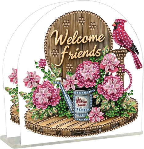 yzARTche Diamond Art Painting Napkin Holder, DIY Diamond Art Paper Napkins Dispenser Holder Ornament for Kitchen, Office-03-Flowers Welcome in Kuwait