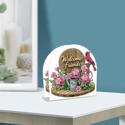 yzARTche Diamond Art Painting Napkin Holder, DIY Diamond Art Paper Napkins Dispenser Holder Ornament for Kitchen, Office-03-Flowers Welcome in Kuwait