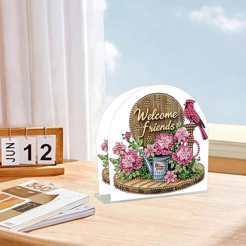 yzARTche Diamond Art Painting Napkin Holder, DIY Diamond Art Paper Napkins Dispenser Holder Ornament for Kitchen, Office-03-Flowers Welcome in Kuwait