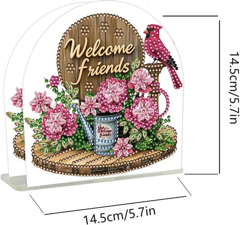 yzARTche Diamond Art Painting Napkin Holder, DIY Diamond Art Paper Napkins Dispenser Holder Ornament for Kitchen, Office-03-Flowers Welcome in Kuwait