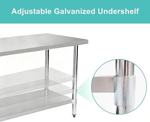 COOLCHEF Stainless Steel Work Table 24 x 36 Inch, NSF Commercial Prep Table with Undershelf, Heavy Duty Food Prep Workstation in Kuwait