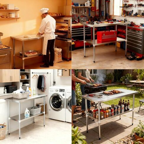 COOLCHEF Stainless Steel Work Table 24 x 36 Inch, NSF Commercial Prep Table with Undershelf, Heavy Duty Food Prep Workstation in Kuwait