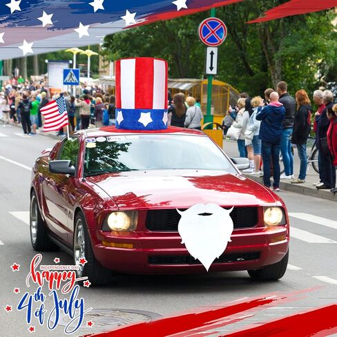 Knitgrip 4 Pcs 4th of July Golf Cart Decorations Including Jumbo Patriotic Top Hat Glasses and Beard Golf Cart Independence Day Accessories for Parade 250th Anniversary Patriotic Decor in Kuwait