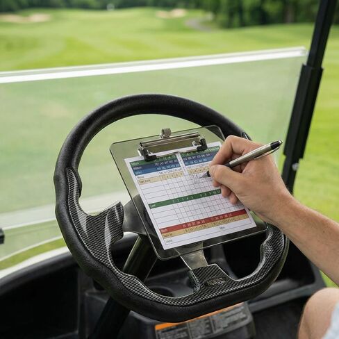NOKINS 12.5" Universal Golf Cart Steering Wheel&Scorecard Holder, Fit EZGO TXT/RXV/Club Car DS/Precedent/Yamaha, Most Golf Carts (D Shape Carbon Fiber Black) in Kuwait