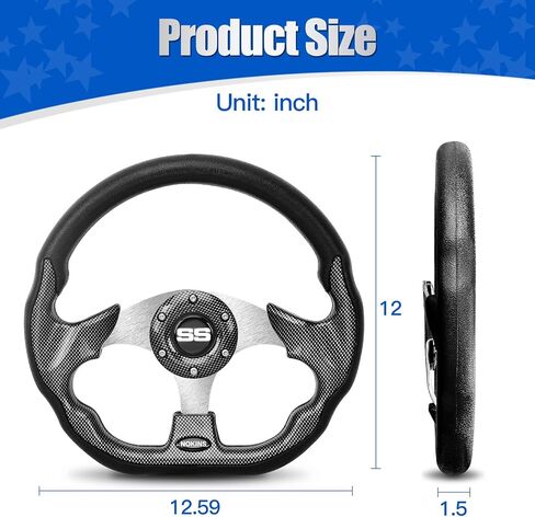 NOKINS 12.5" Universal Golf Cart Steering Wheel&Scorecard Holder, Fit EZGO TXT/RXV/Club Car DS/Precedent/Yamaha, Most Golf Carts (D Shape Carbon Fiber Black) in Kuwait