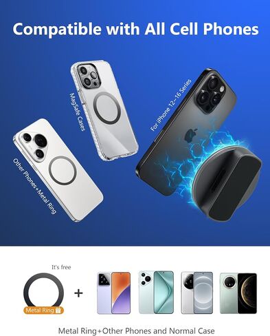 2-Pack Alloy Magnetic Golf Cart Phone Mount with N52 Magnets, Golf Accessories Compatible with MagSafe iPhone 16 Pro Max Plus 15 14 13 12 Mini Fits EZGO Yamaha Club Car Icon, Coolest Golf Gift in Kuwait