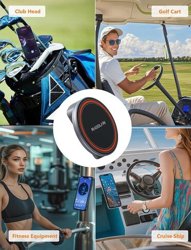 2-Pack Alloy Magnetic Golf Cart Phone Mount with N52 Magnets, Golf Accessories Compatible with MagSafe iPhone 16 Pro Max Plus 15 14 13 12 Mini Fits EZGO Yamaha Club Car Icon, Coolest Golf Gift in Kuwait