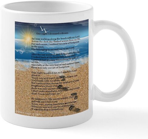 أكواب CafePress آثار أقدام في الرمال سعة 11 أونصة (325 مل) كوب قهوة من السيراميك in Kuwait