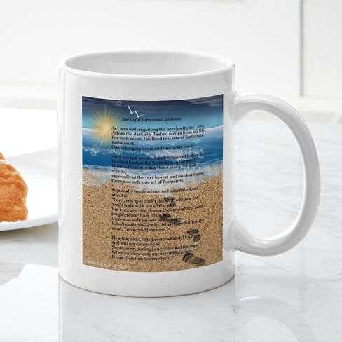 أكواب CafePress آثار أقدام في الرمال سعة 11 أونصة (325 مل) كوب قهوة من السيراميك in Kuwait
