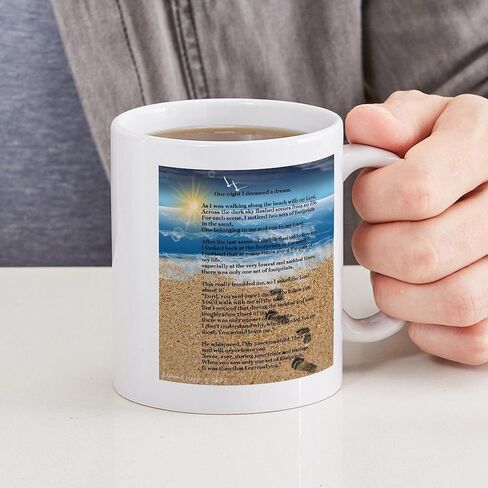 أكواب CafePress آثار أقدام في الرمال سعة 11 أونصة (325 مل) كوب قهوة من السيراميك in Kuwait
