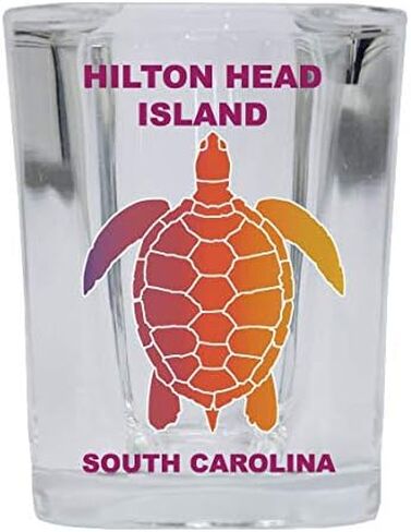 HILTON HEAD ISLAND South Carolina Square Shot Glass Rainbow Turtle Design in Kuwait