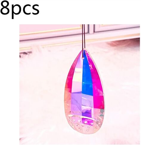 Hanging Crystals Prisms 8pcs AB Color Crystal Oraments Chandelier Pendants Lamp Part Home Decoration Hangings Crystals for Decoration(120x60x35mm) in Kuwait