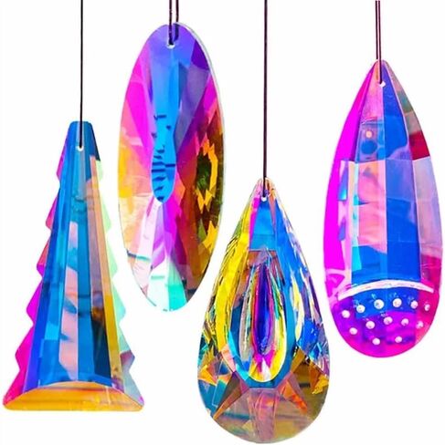 Hanging Crystals Prisms 8pcs AB Color Crystal Oraments Chandelier Pendants Lamp Part Home Decoration Hangings Crystals for Decoration(120x60x35mm) in Kuwait