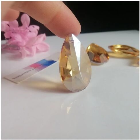 Hanging Crystals Prisms 4pcs 4 Champagne K9 Crystal Pendants Prisms Drop Bead Crafts Parts Lamp Home Decortion Hangings Crystals for Decoration(1) in Kuwait