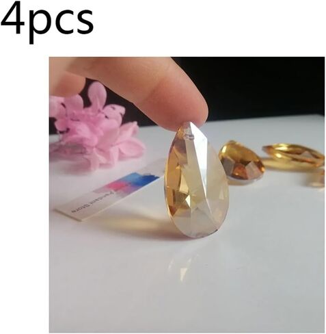 Hanging Crystals Prisms 4pcs 4 Champagne K9 Crystal Pendants Prisms Drop Bead Crafts Parts Lamp Home Decortion Hangings Crystals for Decoration(1) in Kuwait