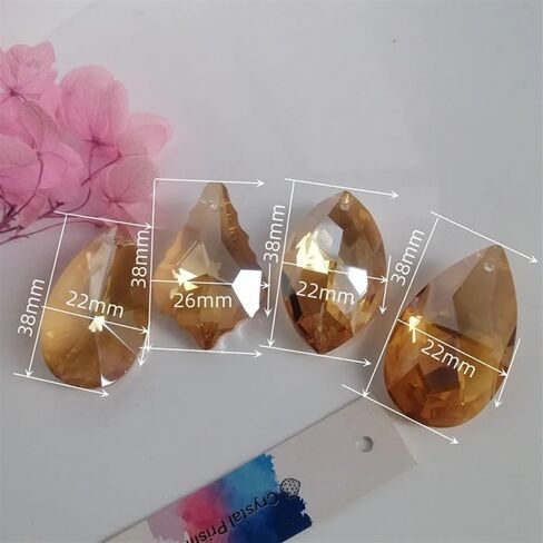 Hanging Crystals Prisms 4pcs 4 Champagne K9 Crystal Pendants Prisms Drop Bead Crafts Parts Lamp Home Decortion Hangings Crystals for Decoration(1) in Kuwait