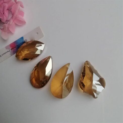 Hanging Crystals Prisms 4pcs 4 Champagne K9 Crystal Pendants Prisms Drop Bead Crafts Parts Lamp Home Decortion Hangings Crystals for Decoration(1) in Kuwait