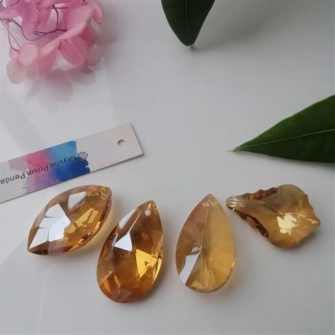 Hanging Crystals Prisms 4pcs 4 Champagne K9 Crystal Pendants Prisms Drop Bead Crafts Parts Lamp Home Decortion Hangings Crystals for Decoration(1) in Kuwait