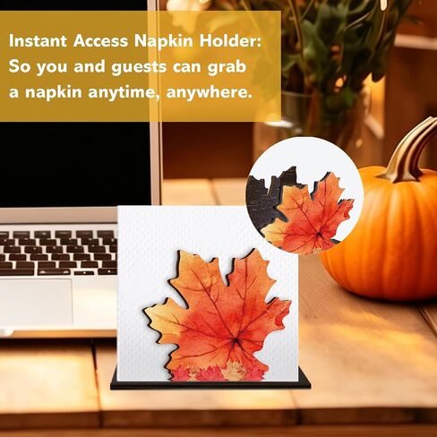 Singhaaje Fall Napkin Holder, Autumn Leaf Wooden Napkin Holder Decor | Autumn Napkin Holder for Dining Table, Fall Thanksgiving Harvest Decor for Party Home Kitchen Dining Table in Kuwait